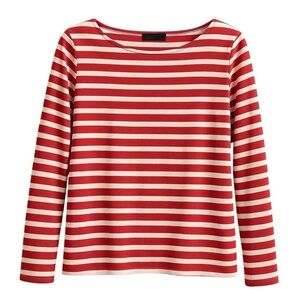 J. Crew Women’s Long Sleeve Red and White Striped Size XS 100% Cotton Shirt